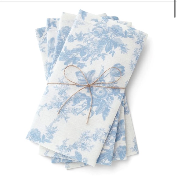 LoveShackFancy Other - LoveShackFancy Garden Of Versailles Linen Napkin Set - Blue China